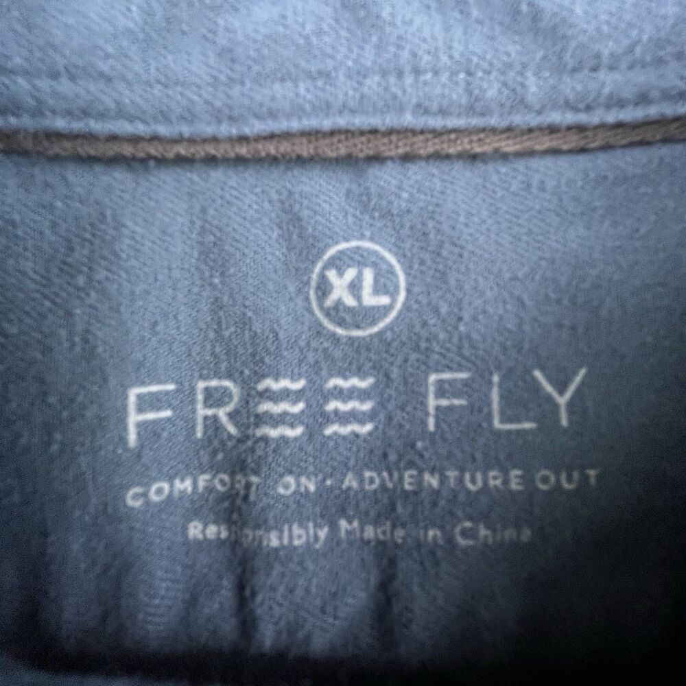 Free Fly Shirt Men's XL Blue Bamboo Cotton Blend Long Sleeve Button Up Pocket - Picture 4 of 11